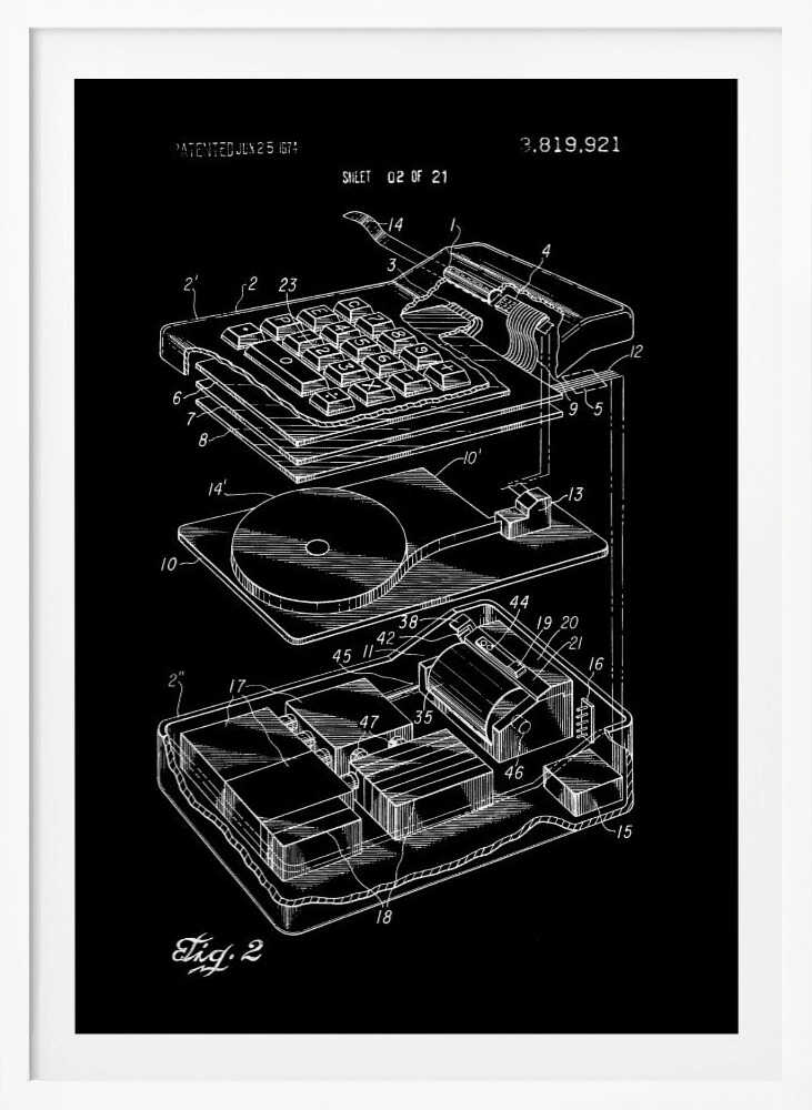 Electronic Calculator Patent 1974 - Poster / Art Print