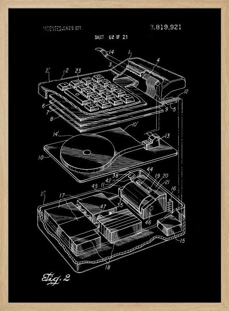 Electronic Calculator Patent 1974 - Poster / Art Print