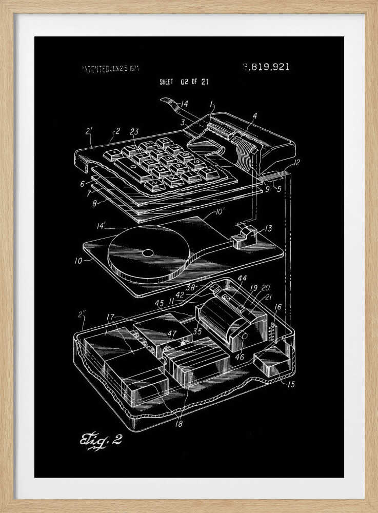 Electronic Calculator Patent 1974 - Poster / Art Print