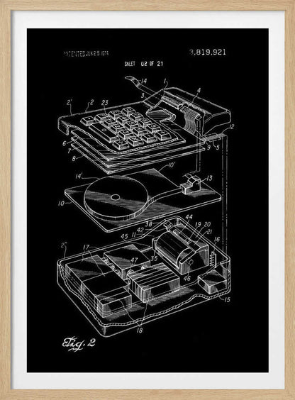 Electronic Calculator Patent 1974 - Poster / Art Print
