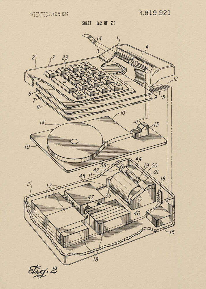 Electronic Calculator Patent 1974 - Poster / Art Print