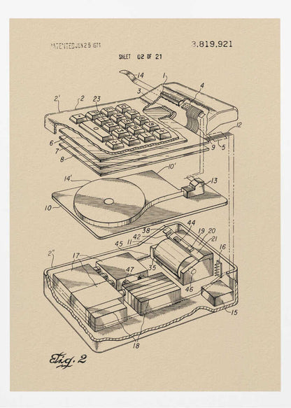 Electronic Calculator Patent 1974 - Poster / Art Print