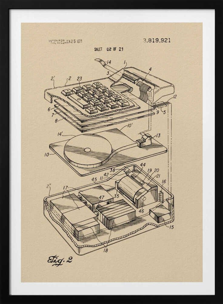 Electronic Calculator Patent 1974 - Poster / Art Print