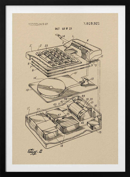 Electronic Calculator Patent 1974 - Poster / Art Print