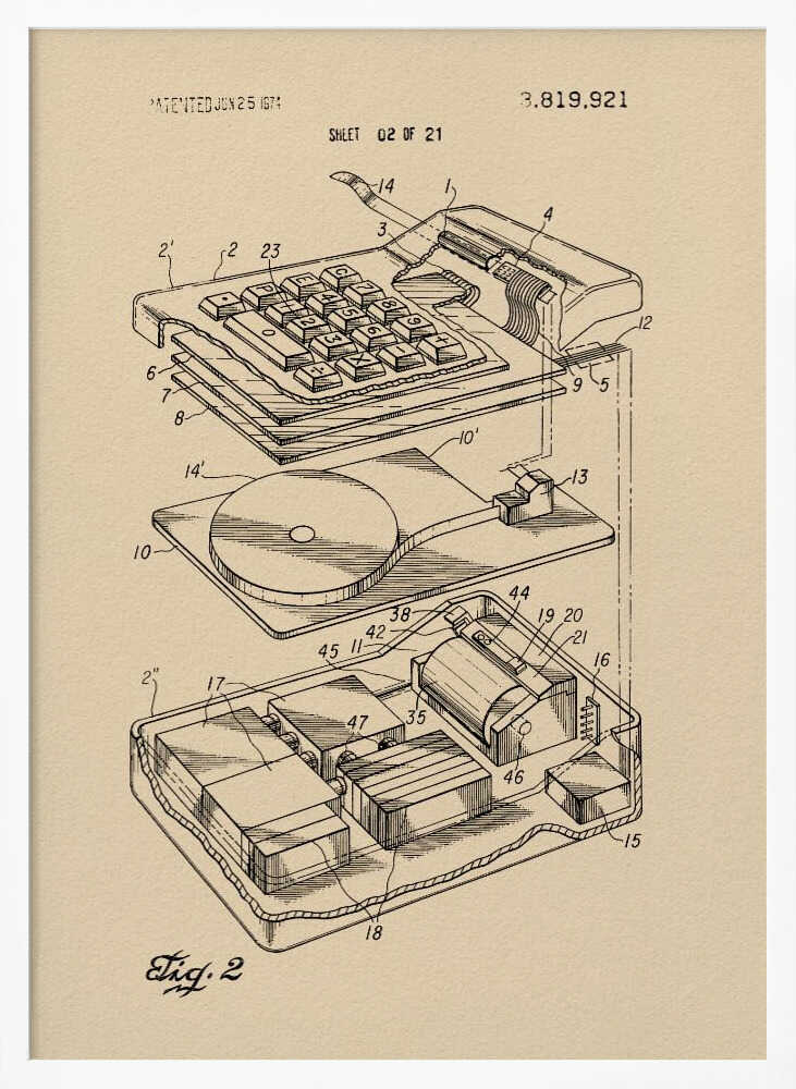 Electronic Calculator Patent 1974 - Poster / Art Print