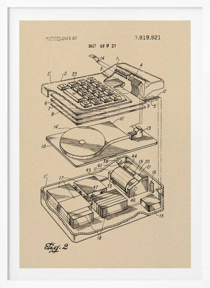 Electronic Calculator Patent 1974 - Poster / Art Print
