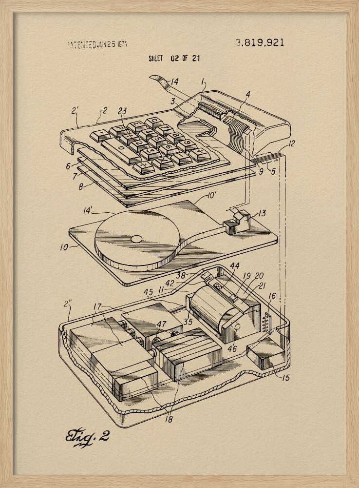 Electronic Calculator Patent 1974 - Poster / Art Print