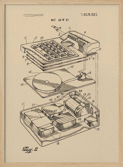 Electronic Calculator Patent 1974 - Poster / Art Print