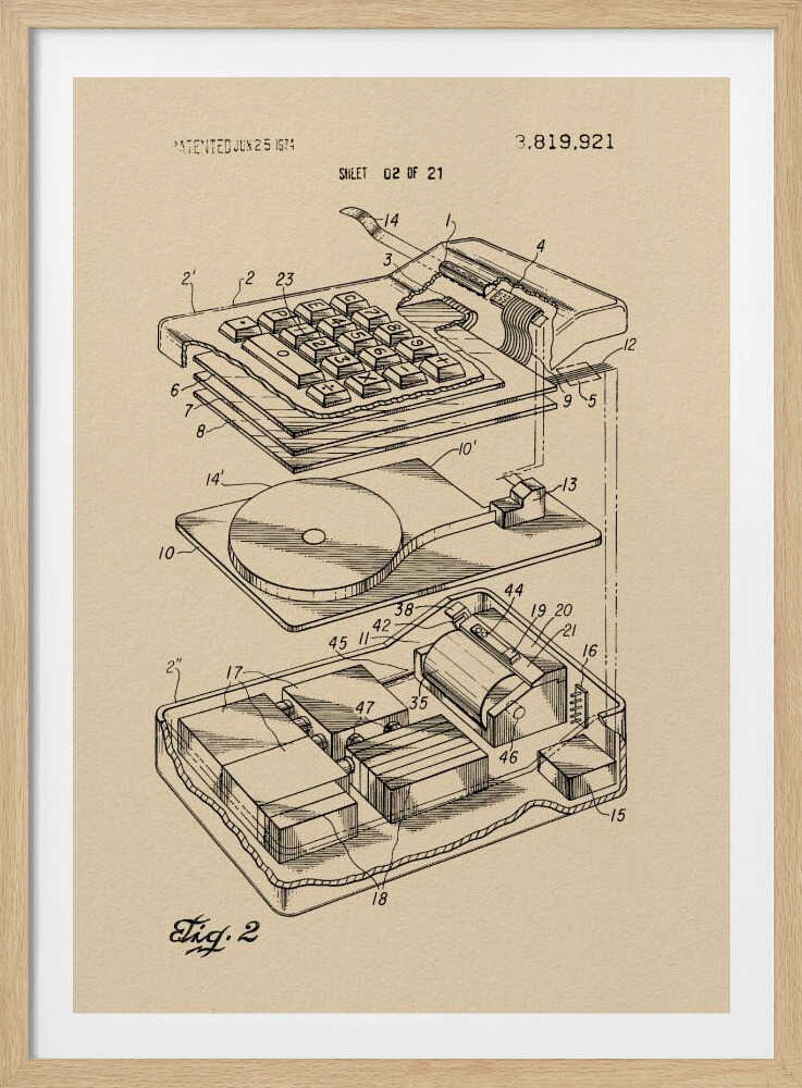 Electronic Calculator Patent 1974 - Poster / Art Print