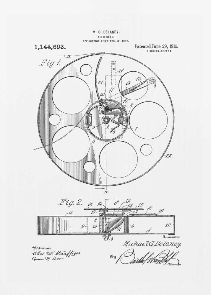 Film Reel Patent 1915 - Poster / Art Print