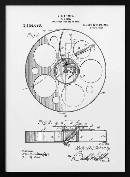 Film Reel Patent 1915 - Poster / Art Print