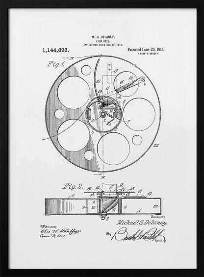 Film Reel Patent 1915 - Poster / Art Print