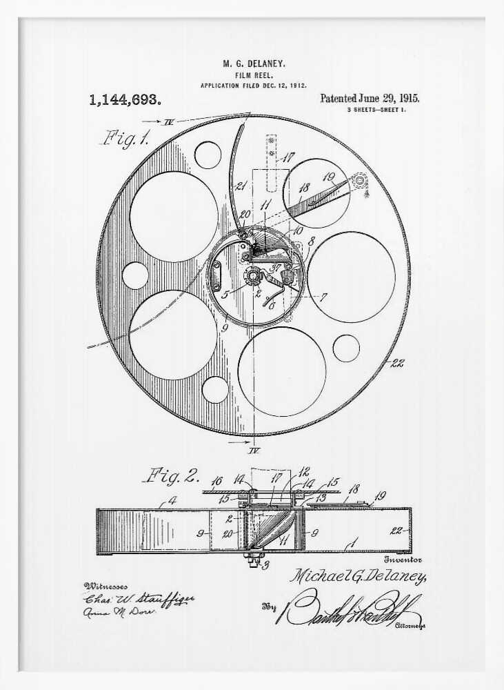 Film Reel Patent 1915 - Poster / Art Print