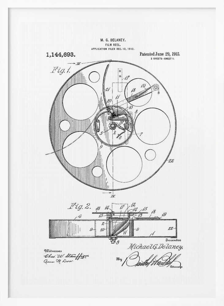 Film Reel Patent 1915 - Poster / Art Print