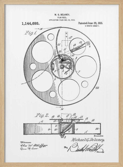 Film Reel Patent 1915 - Poster / Art Print