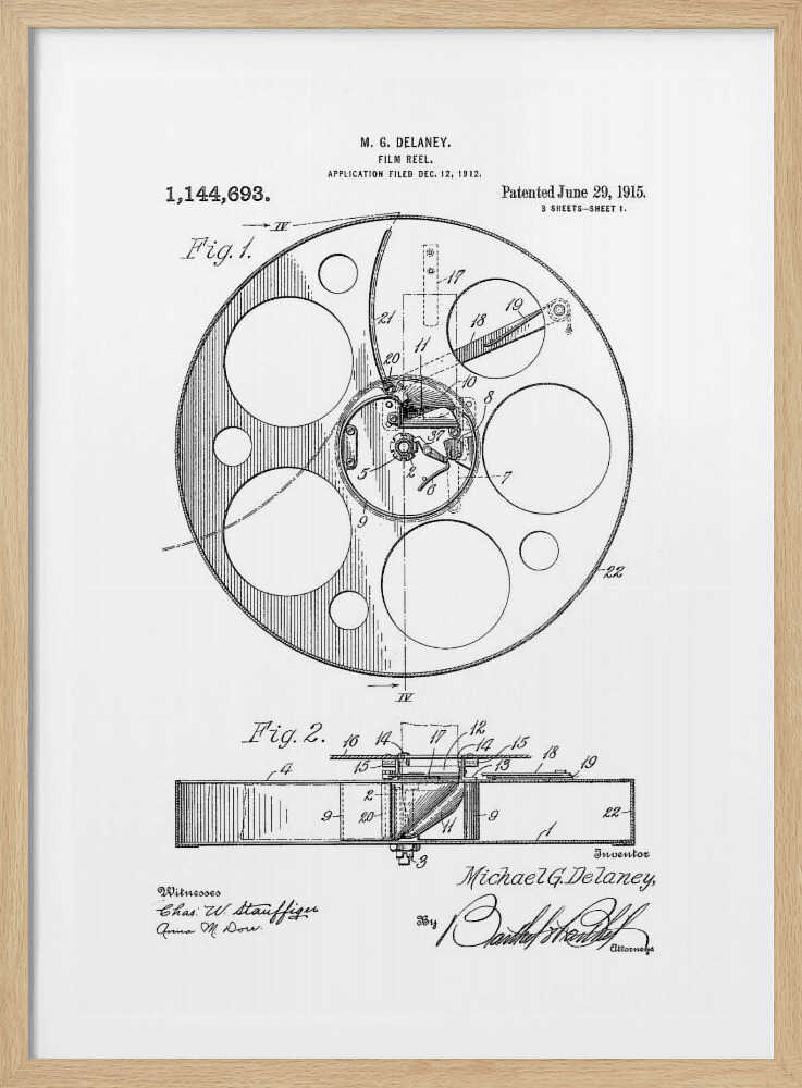 Film Reel Patent 1915 - Poster / Art Print