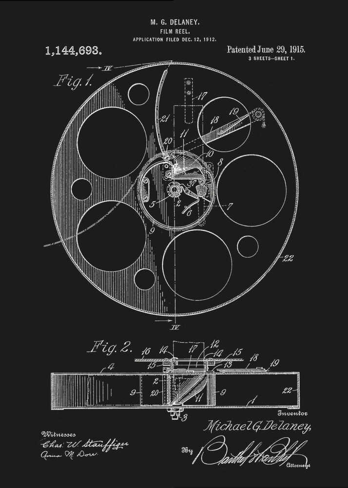 Film Reel Patent 1915 - Poster / Art Print