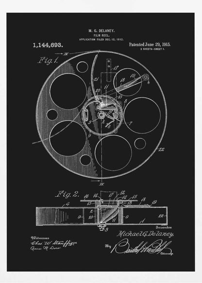 Film Reel Patent 1915 - Poster / Art Print