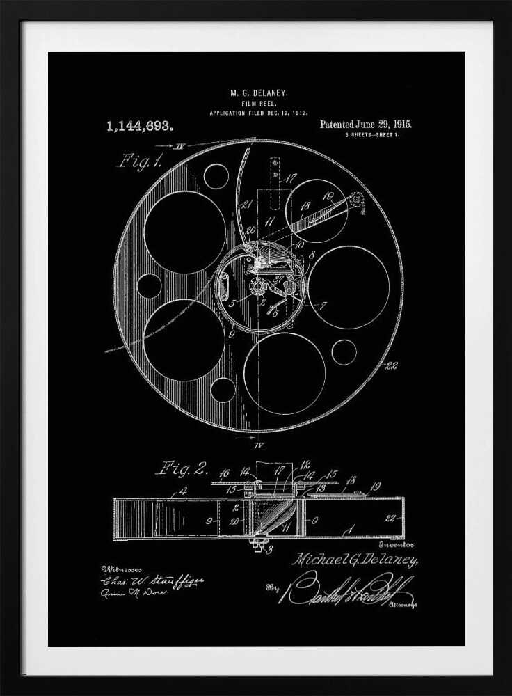 Film Reel Patent 1915 - Poster / Art Print