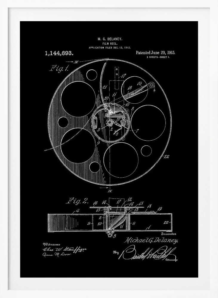 Film Reel Patent 1915 - Poster / Art Print