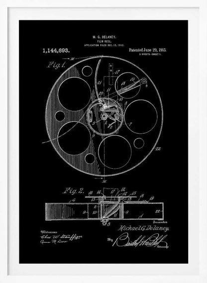Film Reel Patent 1915 - Poster / Art Print