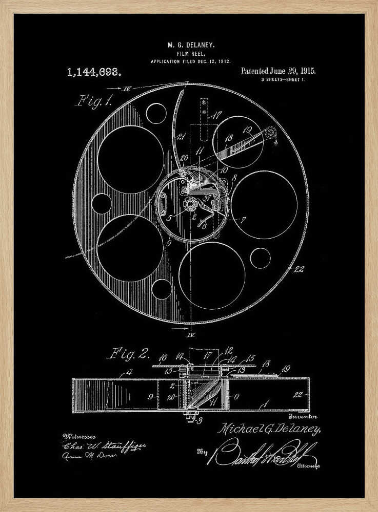 Film Reel Patent 1915 - Poster / Art Print