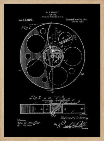 Film Reel Patent 1915 - Poster / Art Print