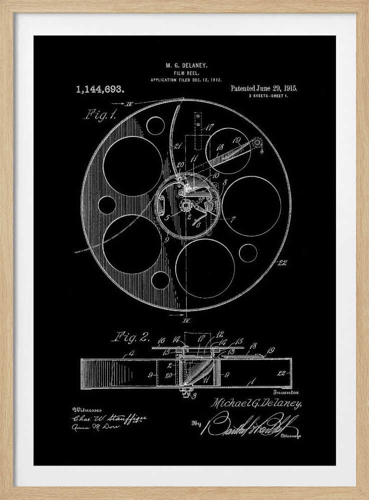 Film Reel Patent 1915 - Poster / Art Print