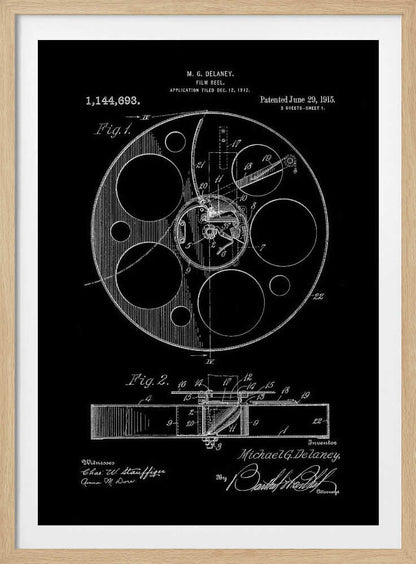 Film Reel Patent 1915 - Poster / Art Print