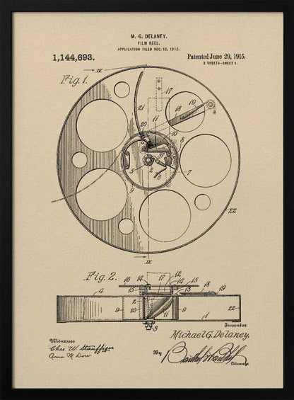 Film Reel Patent 1915 - Poster / Art Print
