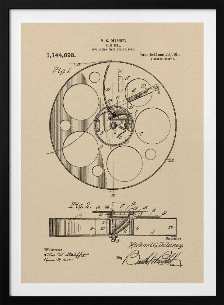Film Reel Patent 1915 - Poster / Art Print