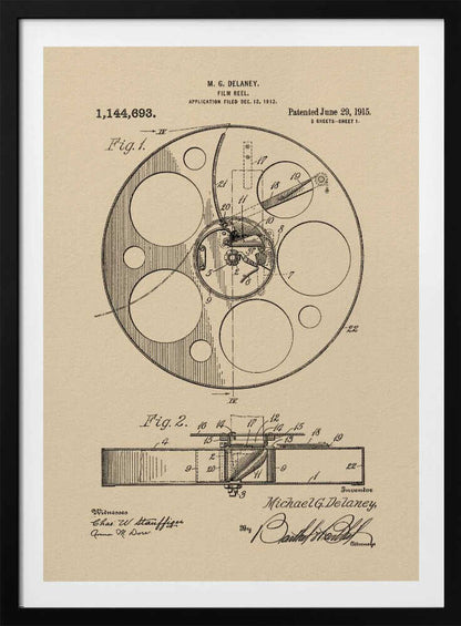 Film Reel Patent 1915 - Poster / Art Print