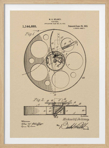 Film Reel Patent 1915 - Poster / Art Print