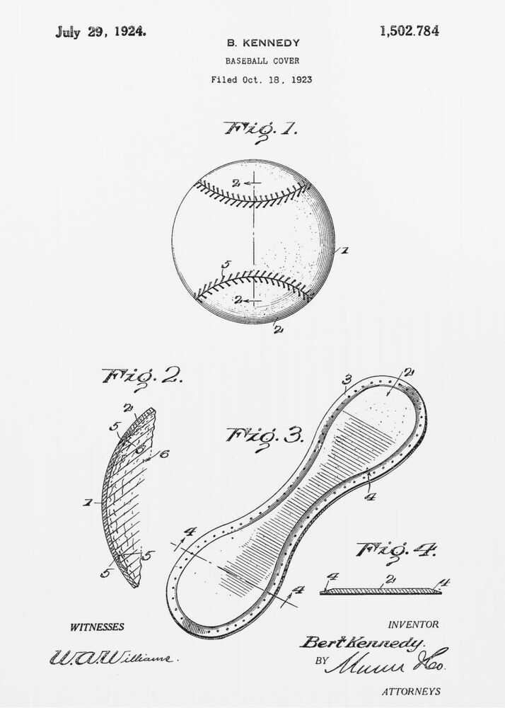 Baseball Cover Patent 1923 - Poster / Art Print