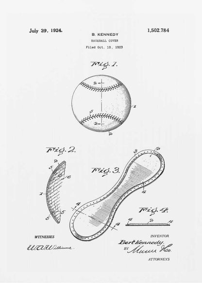 Baseball Cover Patent 1923 - Poster / Art Print