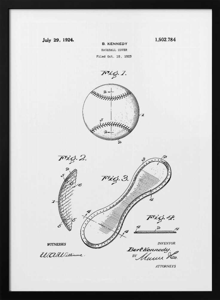 Baseball Cover Patent 1923 - Poster / Art Print