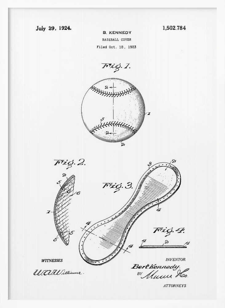 Baseball Cover Patent 1923 - Poster / Art Print