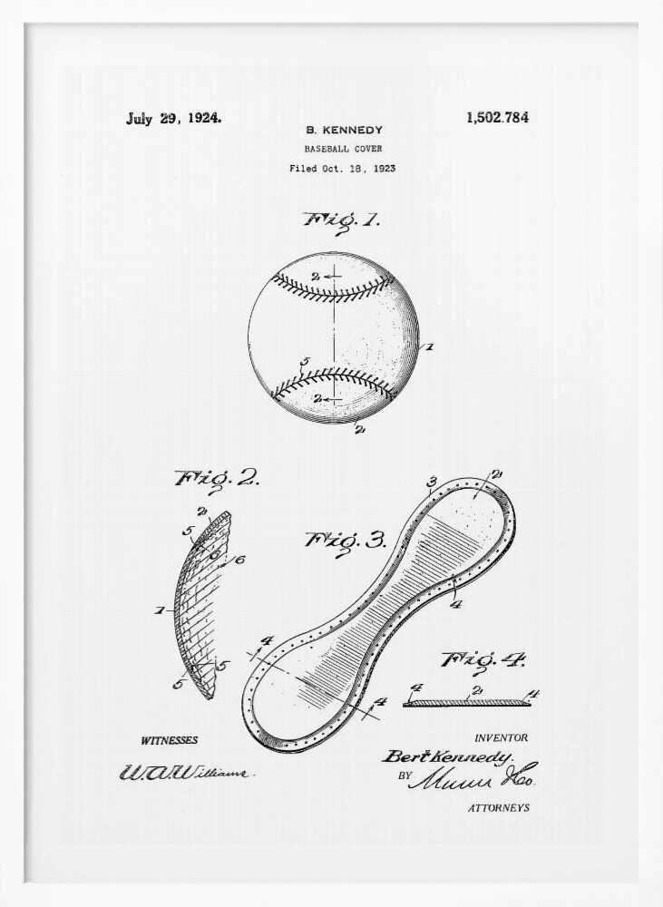 Baseball Cover Patent 1923 - Poster / Art Print