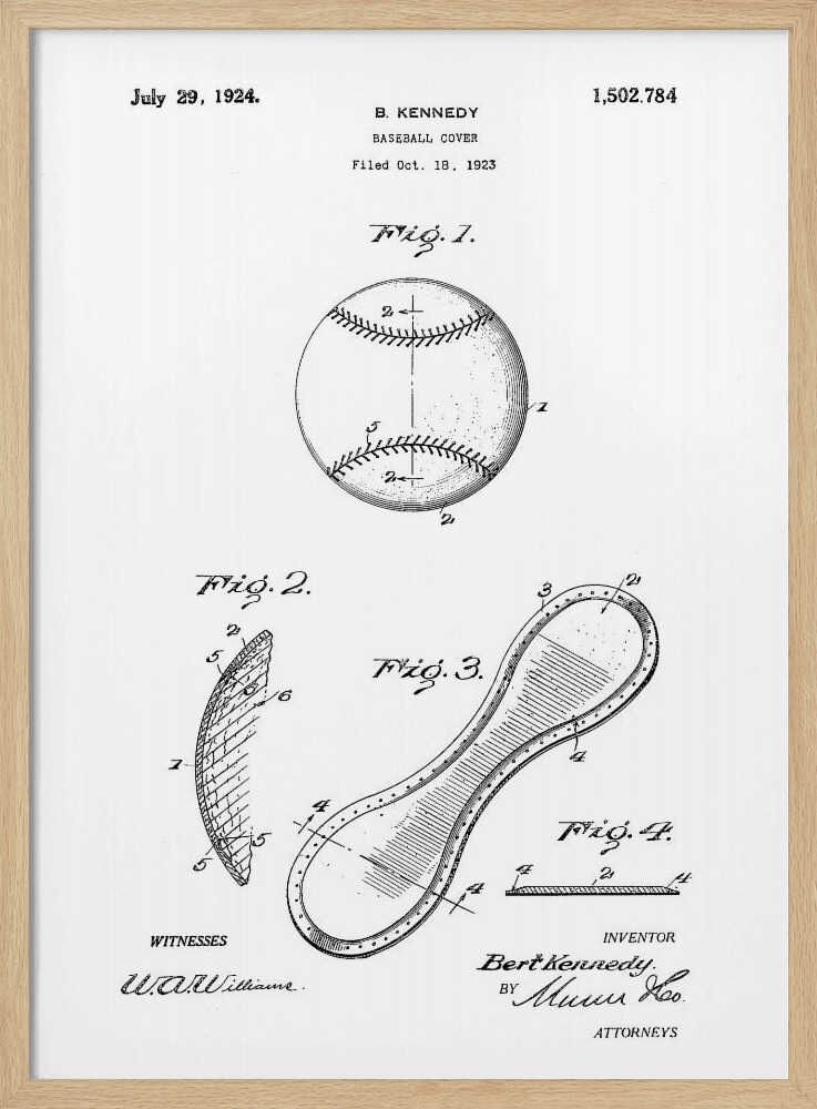 Baseball Cover Patent 1923 - Poster / Art Print