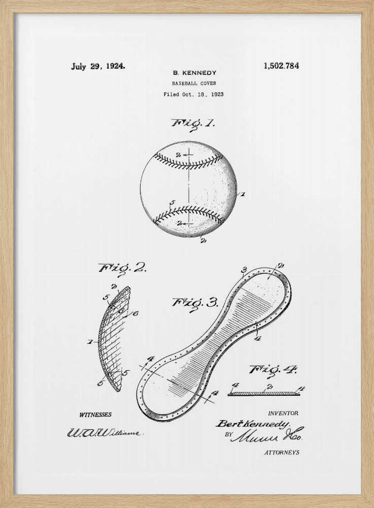 Baseball Cover Patent 1923 - Poster / Art Print
