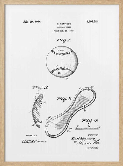 Baseball Cover Patent 1923 - Poster / Art Print
