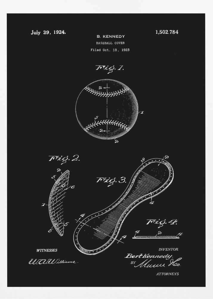 Baseball Cover Patent 1923 - Poster / Art Print