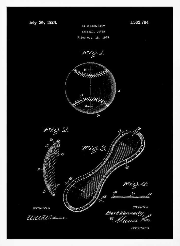Baseball Cover Patent 1923 - Poster / Art Print