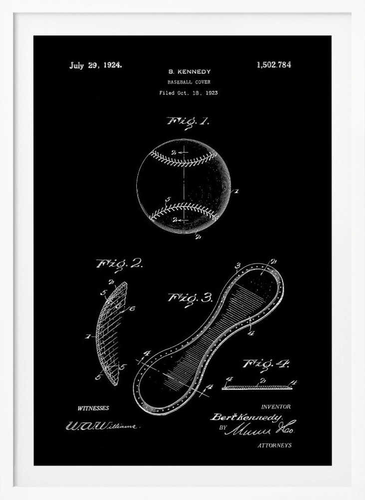 Baseball Cover Patent 1923 - Poster / Art Print