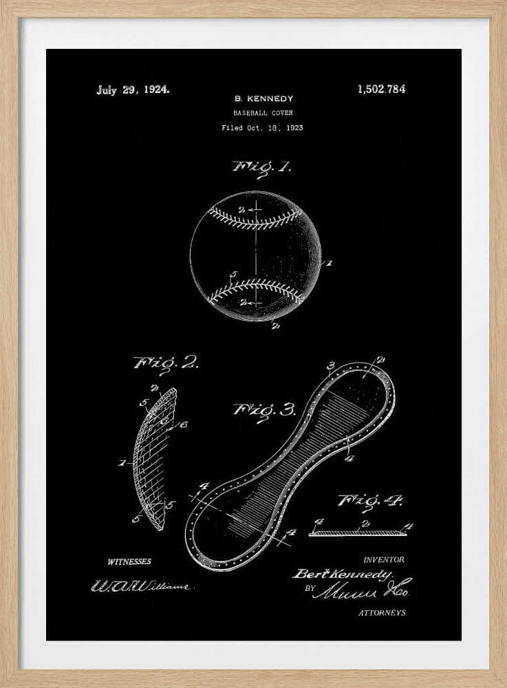 Baseball Cover Patent 1923 - Poster / Art Print