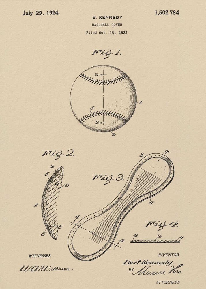 Baseball Cover Patent 1923 - Poster / Art Print