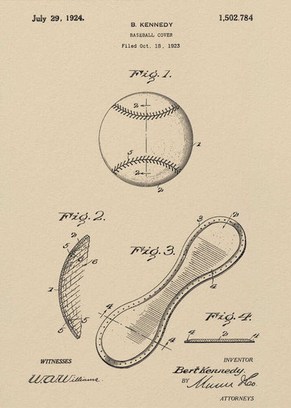 Baseball Cover Patent 1923 - Poster / Art Print