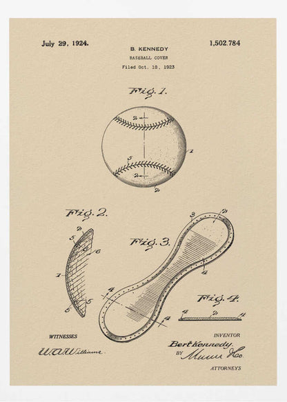 Baseball Cover Patent 1923 - Poster / Art Print