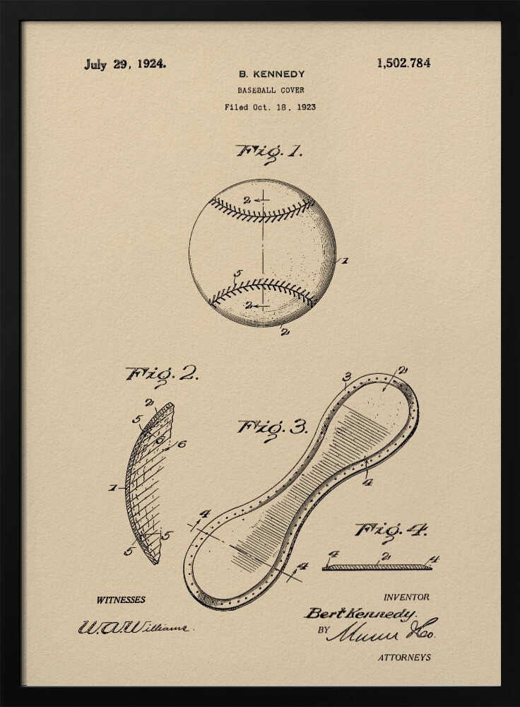 Baseball Cover Patent 1923 - Poster / Art Print