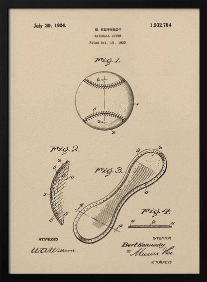 Baseball Cover Patent 1923 - Poster / Art Print